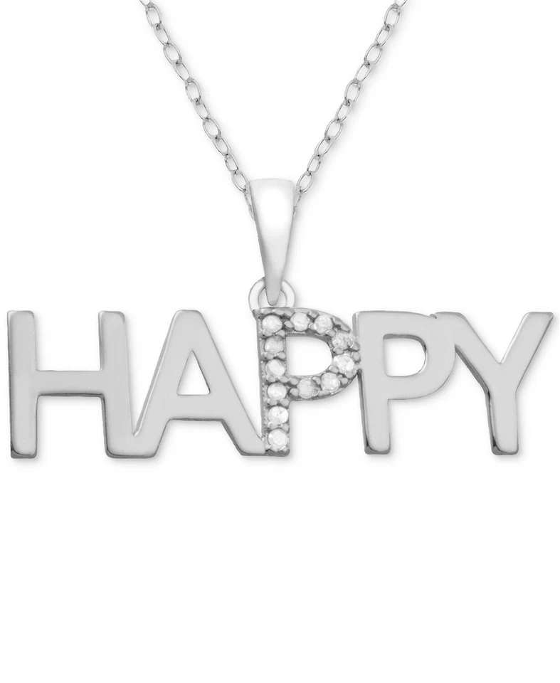Macy's Diamond and Sterling Silver Happy Pendant Necklace 18" 100.00