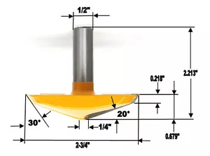 1 Stck. 1/2 Zoll SH 2-3/4 Zoll Durchmesser Französische Provinz Eintauchen Erhöhte Platte Router Bit S - Bild 1 von 12