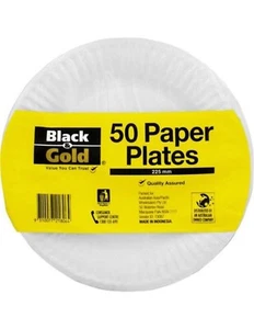 Black & Gold Paper Plates 225mm 50 Pack x 1 - Bild 1 von 1