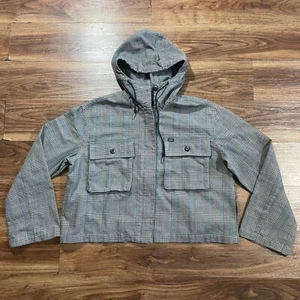 Obey Worldwide Cropped Hooded Jacket Long Sleeve Plaid Women's Size Medium - Picture 1 of 9