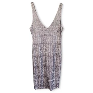 Vestido midi plateado de lentejuelas sin mangas con cuello en V de terciopelo Graham & Spencer mediano - Imagen 1 de 5