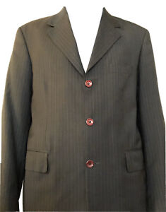Mondo Black Striped Suit Jacket With Red Buttons Size 48