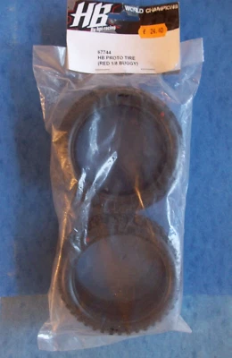 VINTAGE HB HOT BODIES HPI 67744 PROTO TIRE RED 1/8 BUGGY NIP - Image 1 of 2