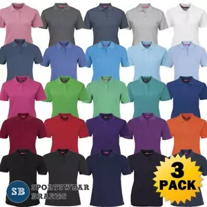 3 x Ladies Classic Polo Shirt Casual Plain Colours Comfort Women Easy Care 2LPS - Picture 1 of 20