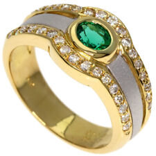 0.26ct Emerald Diamond Ring K18 Yellow Gold  6.1g
