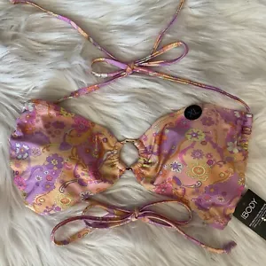 Cotton-On BODY Women’s XL Bandeau Bikini Top “Groovy Garden Shimmer” Floral BxH - Picture 1 of 6