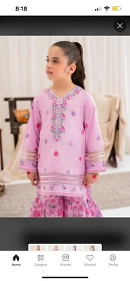 India Paquistaní Niñas Niños Shalwar Kameez Talla 11/12 Algodón Césped Fiesta Informal Foto 1 de 4