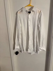 Men "David Donahue" white button up shirt. Size 18.5 36/37. DAMAGED - Picture 1 of 4