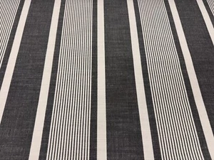 Scalamandre OUTDOOR Upholstery Fabric- Wellfleet Stripe Carbon 3.65 yd 27111-005 - Picture 1 of 3