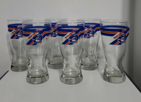 1985 Detroit Tigers Glasses "Bless You Boys" WDIV Ch 4 Go4it Detroit Set of 6 Cover