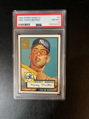 1996 TOPPS '52 MICKEY MANTLE REPRINT # 2  * PSA 8 * - Image 1 of 2