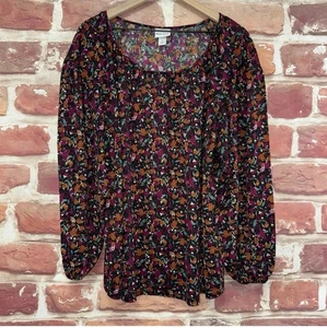 Camisa Top Ava & Viv Para Mujer 1X Multicolor Floral Abstracto Informal Popover - Imagen 1 de 8