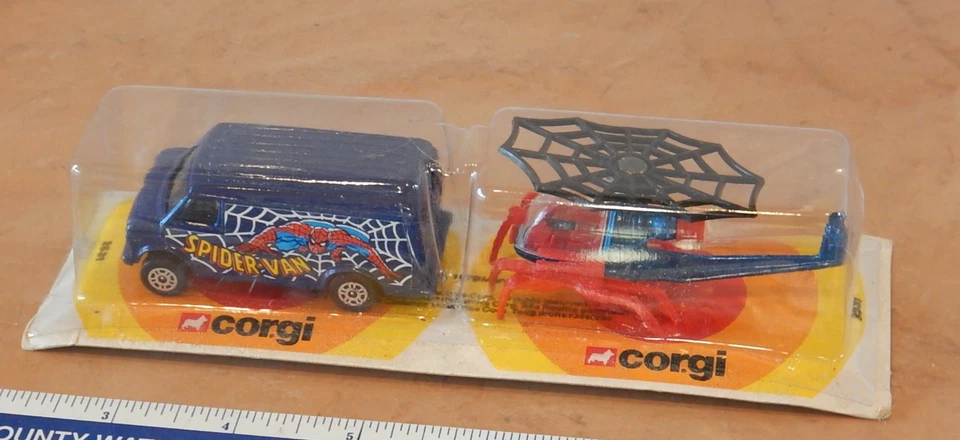 1979 CORGI JUNIORS SPIDERMAN; SPIDER-VAN & HELO - BUBBLE TWIN PACK, # 2531, NOS - Image 1 of 4