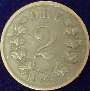 1906 Norway 2 Ore Key Date - Picture 1 of 2