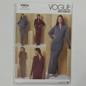 Vestido tejido Vogue patrón de costura V2076 Misses Y5 18 a 26 y top y falda sin cortar  - Imagen 1 de 10