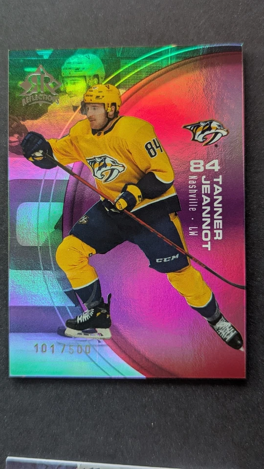 2021-22 UD Extended Series Reflections Ruby #23 Tanner Jeannot Predators /500 - Image 1 of 3