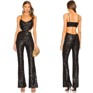Mono Michael Costello X Revolve Tanner Negro Lentejuelas Talla Pequeña Nuevo con Etiquetas - Imagen 1 de 11