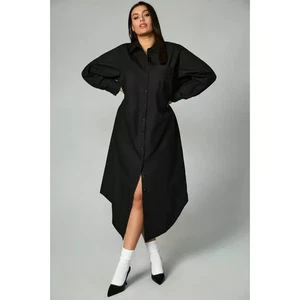 Vestido camisero largo Maeve by Anthropologie para mujer 2X negro manga larga abotonado - Imagen 1 de 7