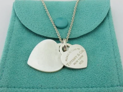 TIFFANY & CO Silver Mother of Pearl Return to Tiffany Double Heart Pendant - Image 1 of 4