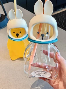 24 Starbucks China Festival Medio Otoño Oso Conejo 20oz Taza de Pajita de Vidrio- - Imagen 1 de 4