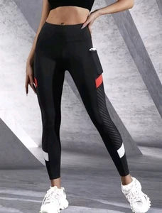 Damen High Waist Leggings Fitness Yoga Sport Schwarz Größe M - Bild 1 von 6