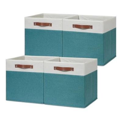 Contenedores de almacenamiento de tela para estantes 13x13 cubos de almacenamiento juego de 4 cubos de almacenamiento plegables... Foto 1 de 4