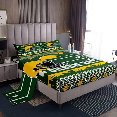 Sports Themed Sheet Set,American Football Bed Sheets Set Twin Size for Kids Y... - Image 1 of 4