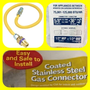 BrassCraft 36" CSSC44E-36P Gas Connector, 1/2" ID x 1/2" MIP x 1/2" MIP 5/8"O.D. - Picture 1 of 14