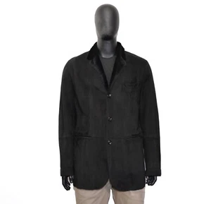 RRP7800$ Men's Kiton Shearling Coat Jacket 58IT 48US/UK Suede Black Italy - Picture 1 of 10