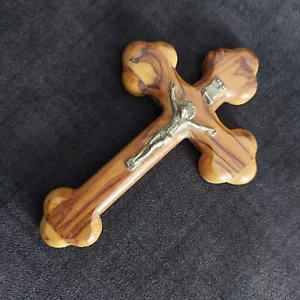 Croce Ortodossa Crocifisso Legno di Ulivo Fatta a Mano Terra Santa Misura 14*9cm - Foto 1 di 5