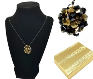 Glass Bead Necklace 1" Crystal Puff 30" Chain Cookie Lee Costume Jewelry $28 New - Picture 1 of 8