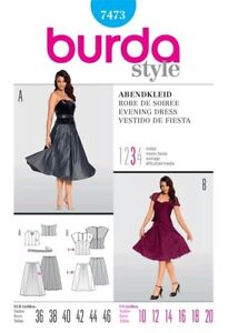 Burda Sewing Pattern 7473 Evening Dress Skirt Top Womens Size 10-20