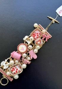Betsey Johnson BABYCAKES Strawberry Pie Toggle Bracelet Mixer Sugar Croissant - Picture 1 of 9