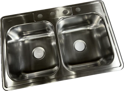 Elkay NLB33224 Neptune 33" x 22" x 8-3/16" Double Bowl Drop-in Sink Stainless St - Image 1 of 4