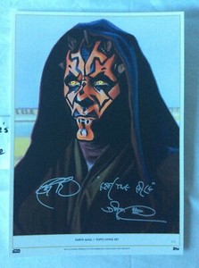 **SIGNED**#1/1 Topps Star Wars Living Set LE GOLD Penix Art Print, Darth Maul