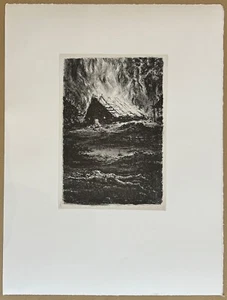 A. Paul Weber, Brennender Hof, Lithographie aus dem Nachlass, 1969/1997 - Bild 1 von 1