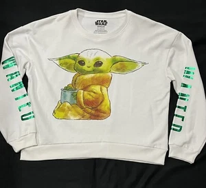 Star Wars Baby Yoda Sweatshirt Youth 2XL /19 White Stamped Long Sleeve Movie New - Picture 1 of 7