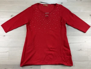 Belldini Women's 3/4 Sleeve Red Top Christmas Season Size XL - Picture 1 of 8