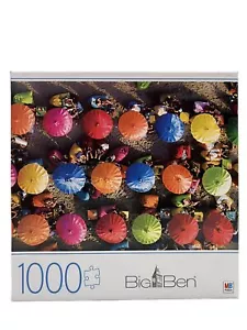 Big Ben 1000 Piece Jigsaw Puzzle "Colorful Umbrellas In Bali" Beach Hasbro 2020 - Picture 1 of 4