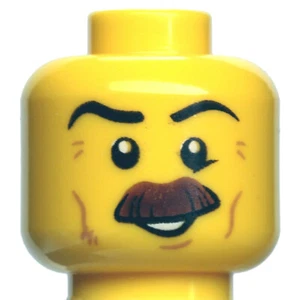 NEW LEGO - Figure Head - Town - Moustache Brown Bushy yellow x1 - 60142 60174 - Picture 1 of 1