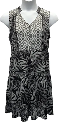 Style & Co Size LP Button Up Elastic Waist Sleeveless V-Neck Blouson Dress Leaf - Image 1 of 4