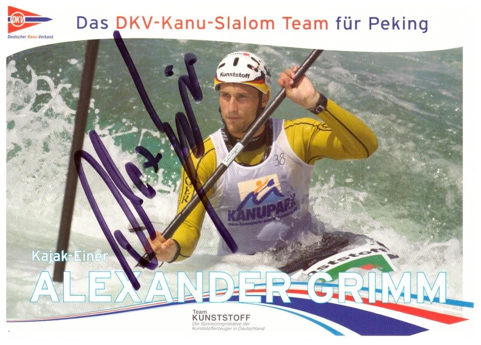 Alexander Grimm Kanusport (1.OS 2008) Autogrammkarte (12.23) - Bild 1 von 1