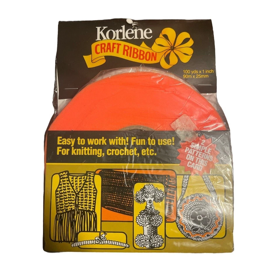Korlene Craft Ribbon Neon Ora 100 Yards x 1 inch New For Knit, Crochet, Thread & - Image 1 of 3