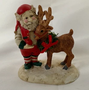 Midwest Importers Ceramic Gnome Elf with Reindeer 4 Inch - Picture 1 of 4