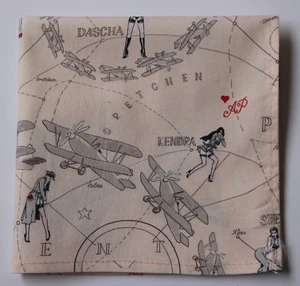 Cotton pocket square handkerchief Retro Aeroplanes 30cm square. Hand made. - Picture 1 of 6