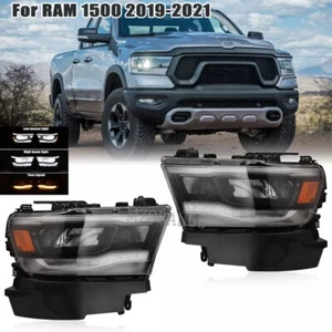Headlights For Dodge Ram 1500 2019-2020 Halogen to Full LED Upgrade Replacement - Picture 1 of 12