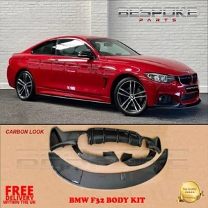 BMW 4 SERIES F32 F33 F36 REAR DIFFUSER + FRONT LIP SPLITTER SPOILER CARBON LOOK - Picture 1 of 12