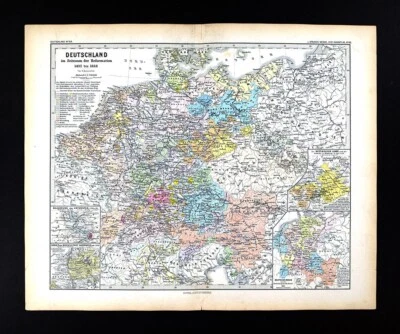 1880 Spruner Map Church Reformation 1492-1618 Germany Austria Switzerland - Image 1 of 4