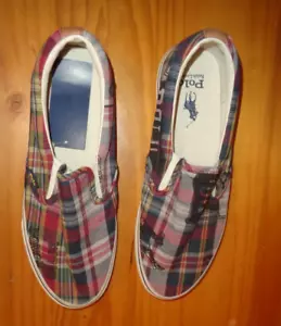 ZAPATOS POLO RALPH LAUREN A CUADROS KEATON MATRAS NUEVOS CON ETIQUETAS TALLA 10 - Imagen 1 de 6