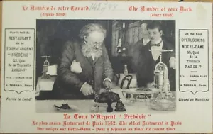 Postal publicitaria La Tour d'Argent, restaurante París años 20, número de prensa de pato - Imagen 1 de 1